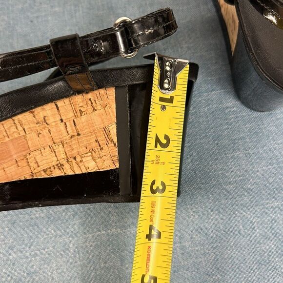 Prada Linea Rossa Patent Leather Colorblock Wedge Sandal Size 7 - Picture 9 of 11